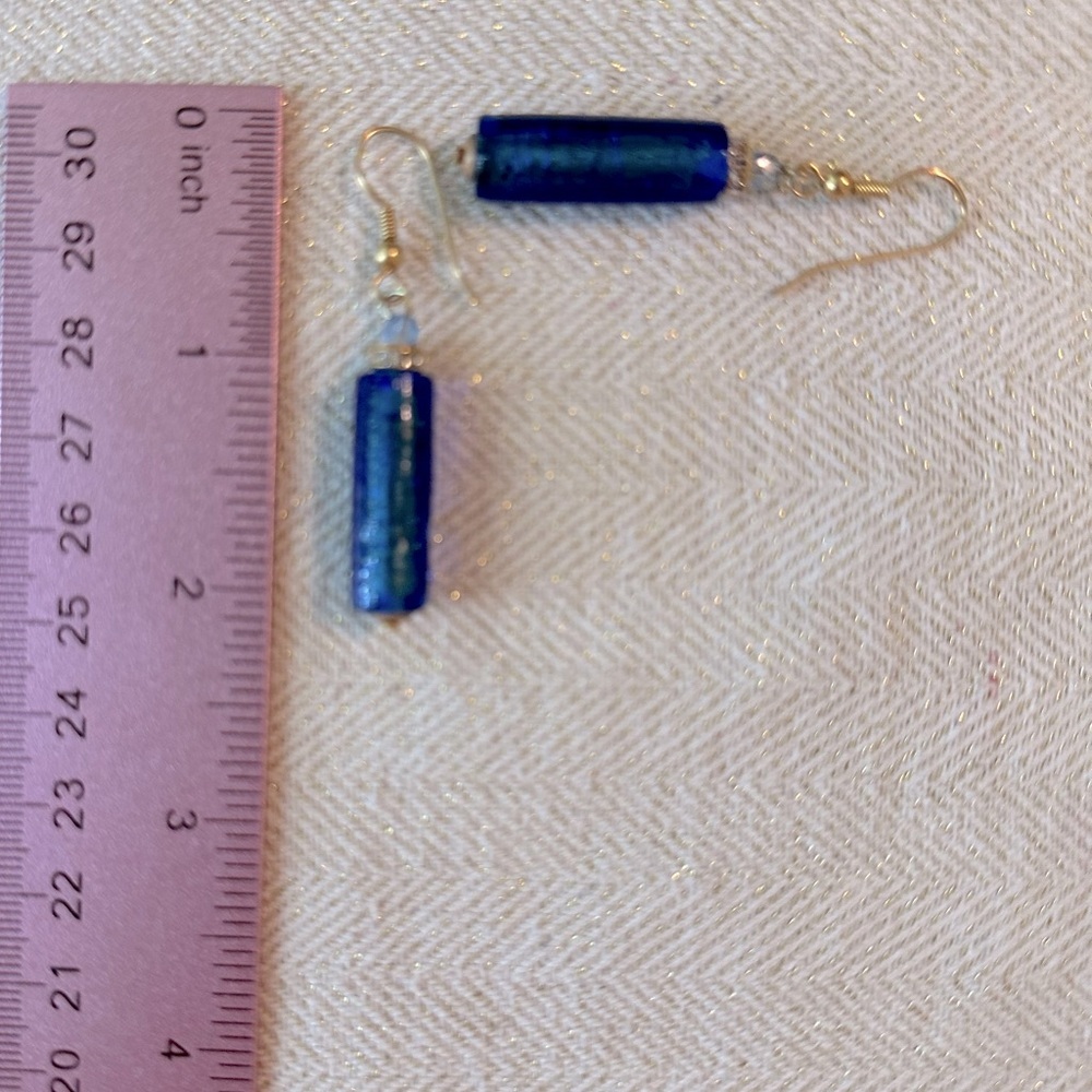 Blue and Red Earring Bundle Set of 3 Bohemian Style Boho Burnished Gold Tone - Picture 12 of 12